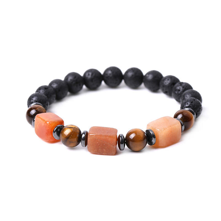 Buddha Stones, verschiedene Kristalle, Lavastein, Ruhe-Armband