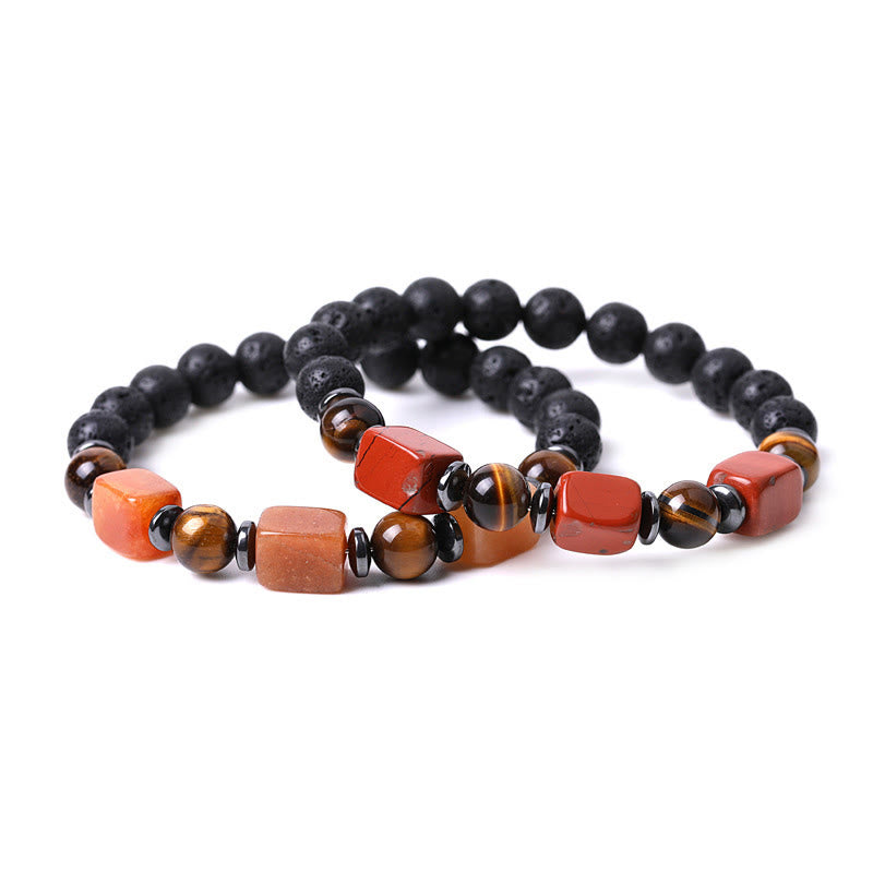 Buddha Stones, verschiedene Kristalle, Lavastein, Ruhe-Armband