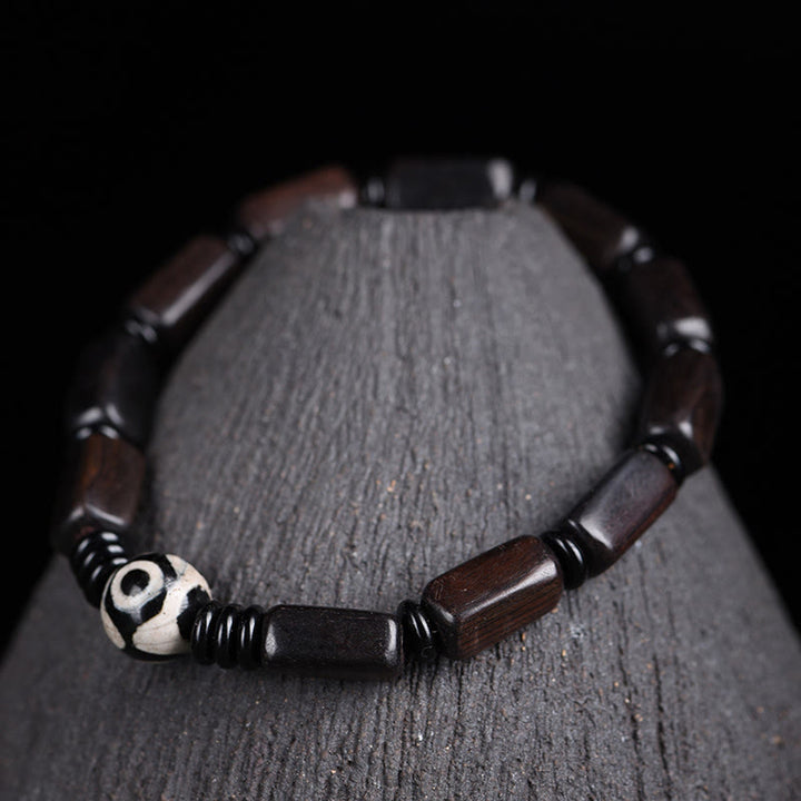 Buddha Stones, Ebenholz, rechteckige Perlen, Dzi-Perlen, Balance-Armband