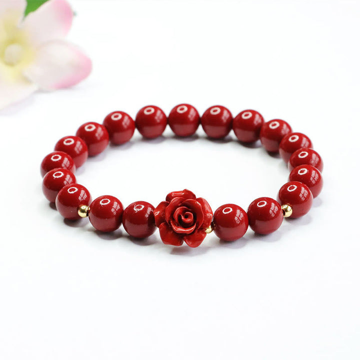 Buddha Stones Zinnober Rose Ruhe Armband