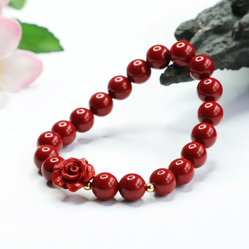 Buddha Stones Zinnober Rose Ruhe Armband