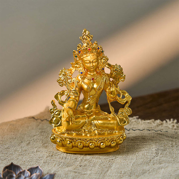 Bodhisattva Weiß Tara Hope Protection vergoldete Statuendekoration - BODHISATTVA TARA SYMBOL (Hoffnung ♥ Schutz) - image 0