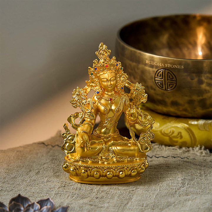Bodhisattva Weiß Tara Hope Protection vergoldete Statuendekoration - image 1
