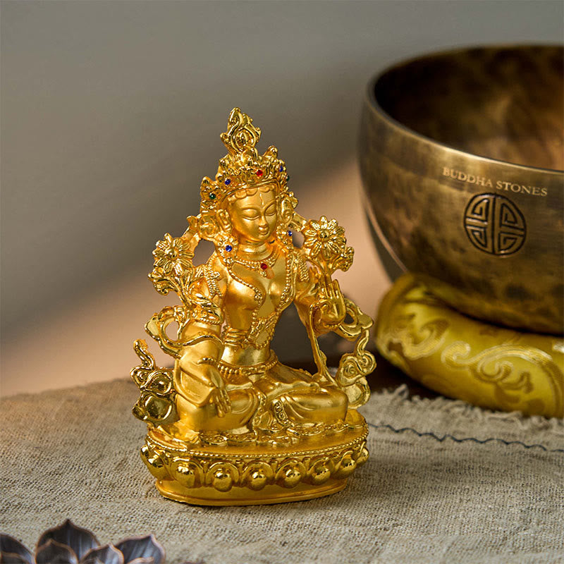 Bodhisattva Weiß Tara Hope Protection vergoldete Statuendekoration - image 2