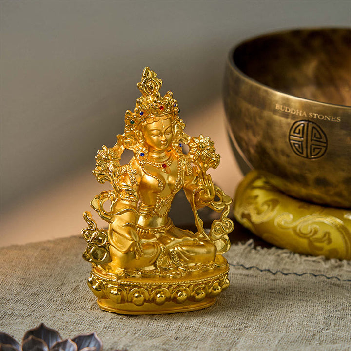 Bodhisattva Weiß Tara Hope Protection vergoldete Statuendekoration - image 2