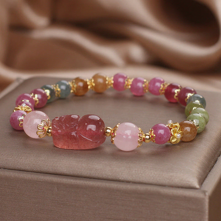 Buddha Stones ​​Turmalin Erdbeerquarz rosa Kristall PIXIU Liebesarmband - image 15