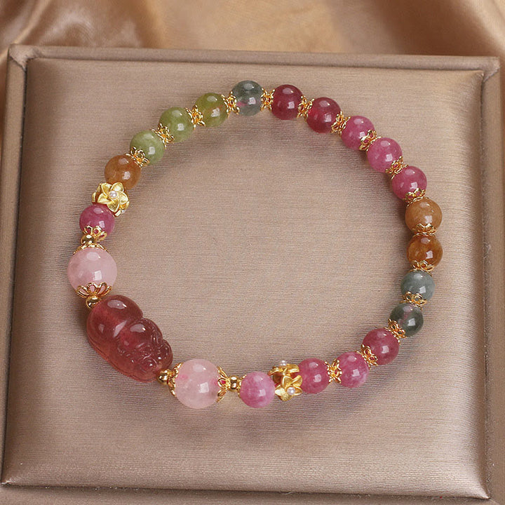 Buddha Stones ​​Turmalin Erdbeerquarz rosa Kristall PIXIU Liebesarmband - image 12