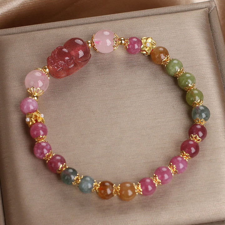 Buddha Stones ​​Turmalin Erdbeerquarz rosa Kristall PIXIU Liebesarmband - image 14
