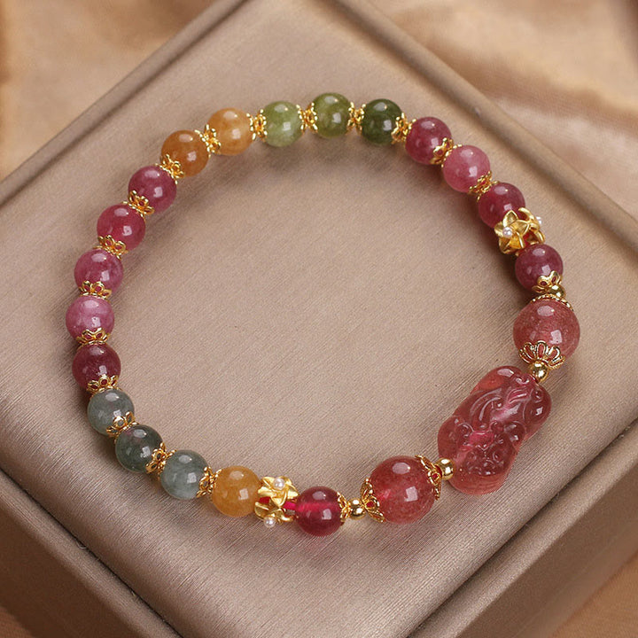 Buddha Stones ​​Turmalin Erdbeerquarz rosa Kristall PIXIU Liebesarmband - image 10