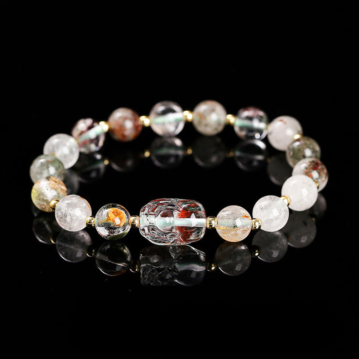 Buddha Stones, verschiedene Kristalle, PIXIU, rosafarbenes Kristall-Wärmearmband