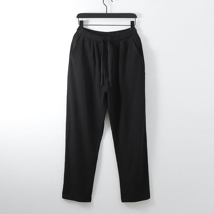 Buddha Stones Herrenhose aus Baumwoll-Leinen-Mischgewebe, einfarbig, lässig und locker geschnitten, mit Taschen - Schwarz - US/UK/AU54, EU64 (9XL) - image 6