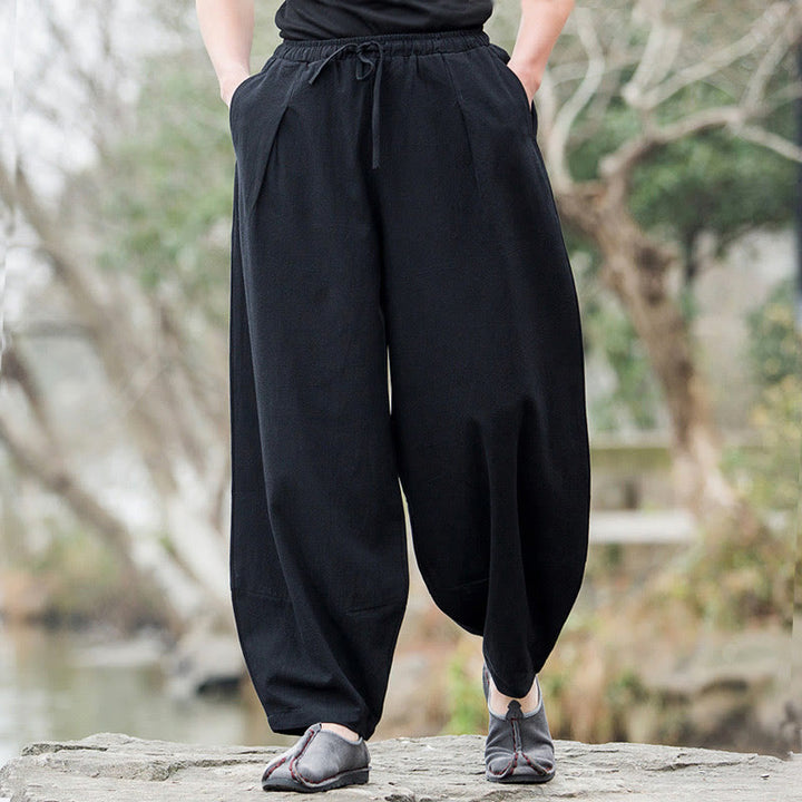Buddha Stones Schlichte, lässige Herren-Bloomer-Hose mit Taschen - image 1