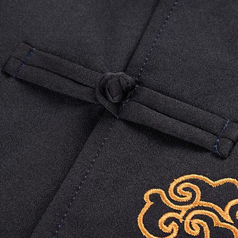 Buddha Stones, Drachen-Stickerei, Frosch-Knopf, Polyester, Herrenjacke, Hemd, Kleidung mit Taschen - image 10