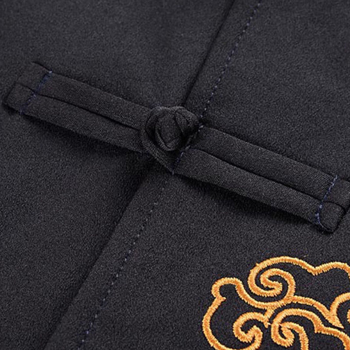 Buddha Stones, Drachen-Stickerei, Frosch-Knopf, Polyester, Herrenjacke, Hemd, Kleidung mit Taschen - image 10