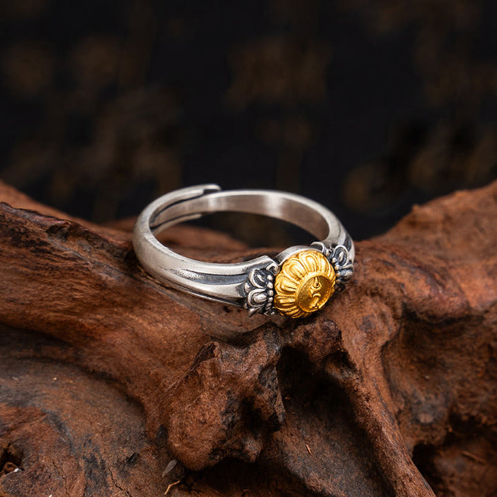 Ring mit Buddha Stones, 925er Sterlingsilber, vergoldet, Bodhisattva Tara, Schutz, verstellbar - image 8