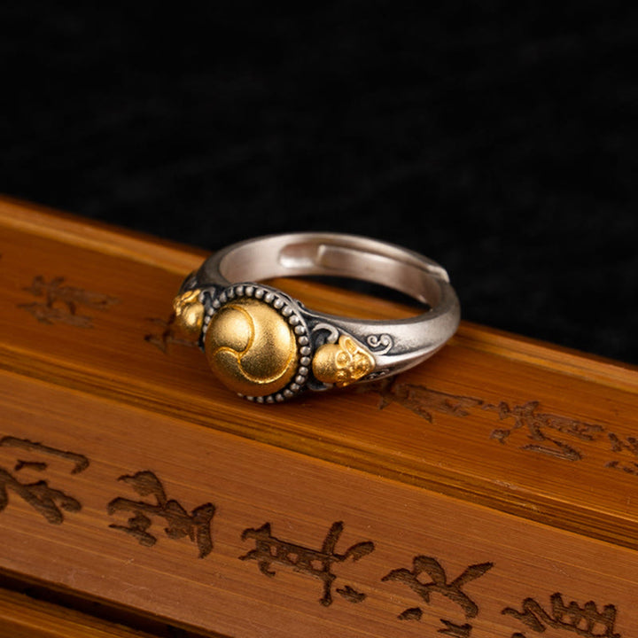 Buddha Stones 925 Sterling Silber vergoldet Skelett Balance verstellbarer Ring - image 4