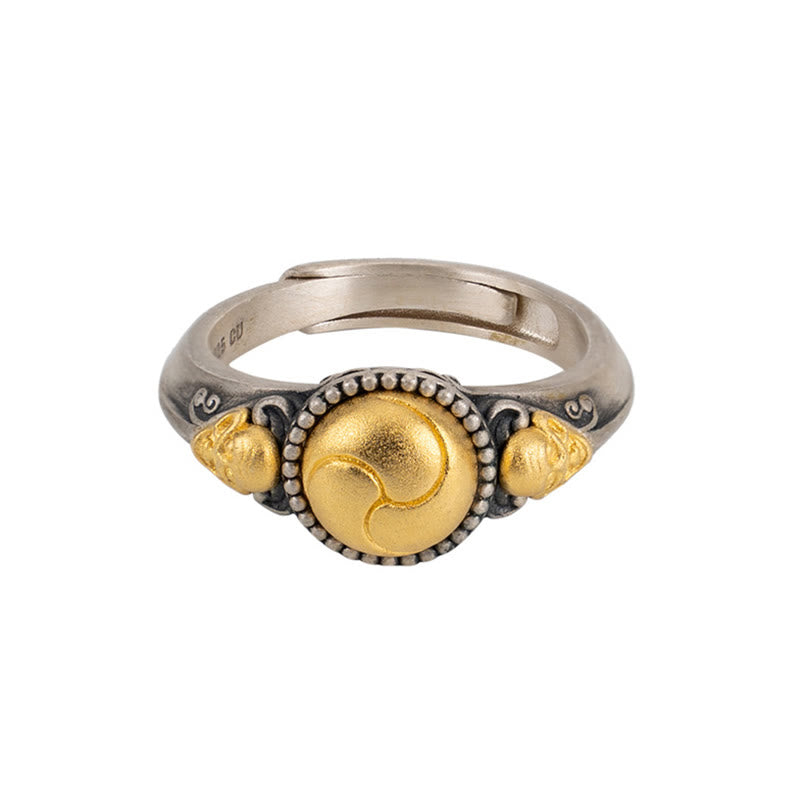 Buddha Stones 925 Sterling Silber vergoldet Skelett Balance verstellbarer Ring - image 9