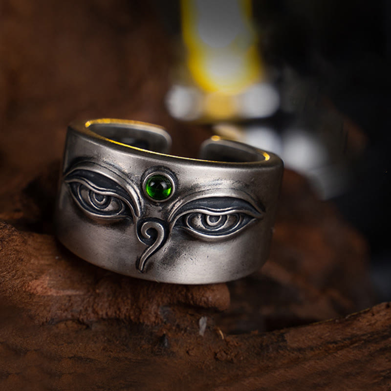 Buddha Stones 925 Sterling Silber Bodhisattva Tara Ruhe Verstellbarer Ring - Bodhisattva Tara (Umfang: 70 mm) - image 0