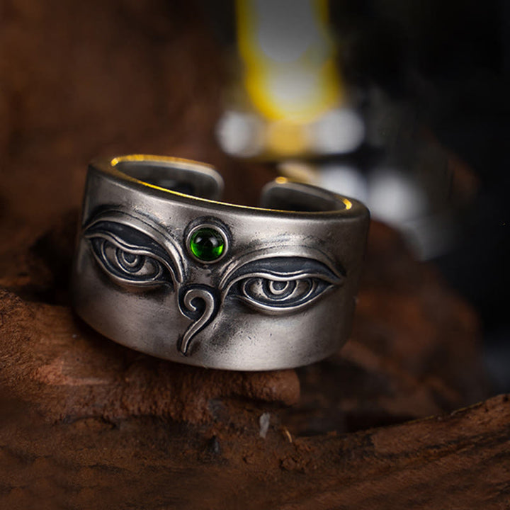 Buddha Stones 925 Sterling Silber Bodhisattva Tara Ruhe Verstellbarer Ring - Bodhisattva Tara (Umfang: 70 mm) - image 0