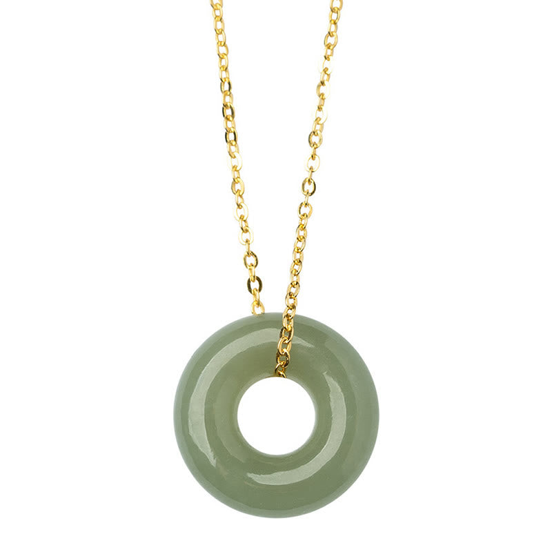 Buddha Stones 925 Sterling Silber vergoldet Hetian Jade Peace Schnalle Halskette Anhänger - image 11