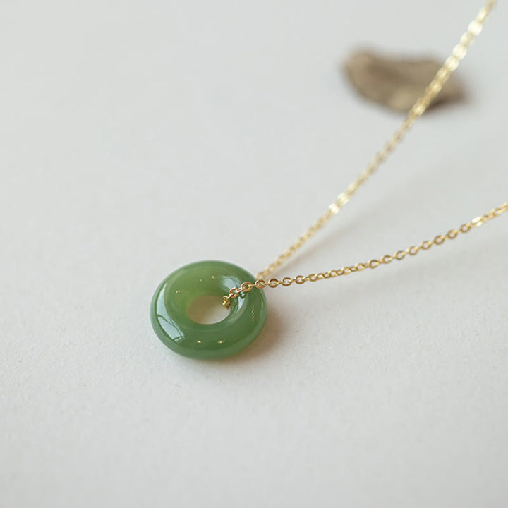 Buddha Stones 925 Sterling Silber vergoldet Hetian Jade Peace Schnalle Halskette Anhänger - image 8