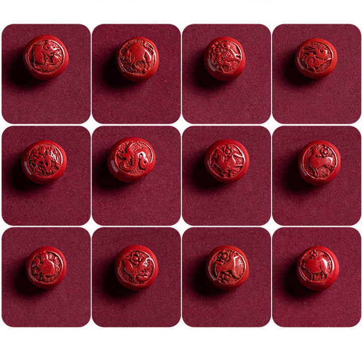 Buddha Stones, natürlicher Zinnober, chinesisches Sternzeichen, Ruyi-Griff, Fu-Charakter, Lotus-Segen, rote Schnur, Bauchkette