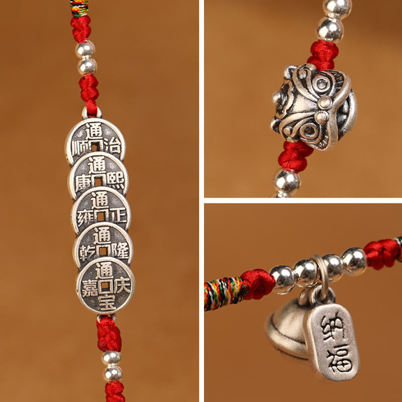 Buddha Stones 999 Sterling Silber Segen Rote Schnur Bauchkette