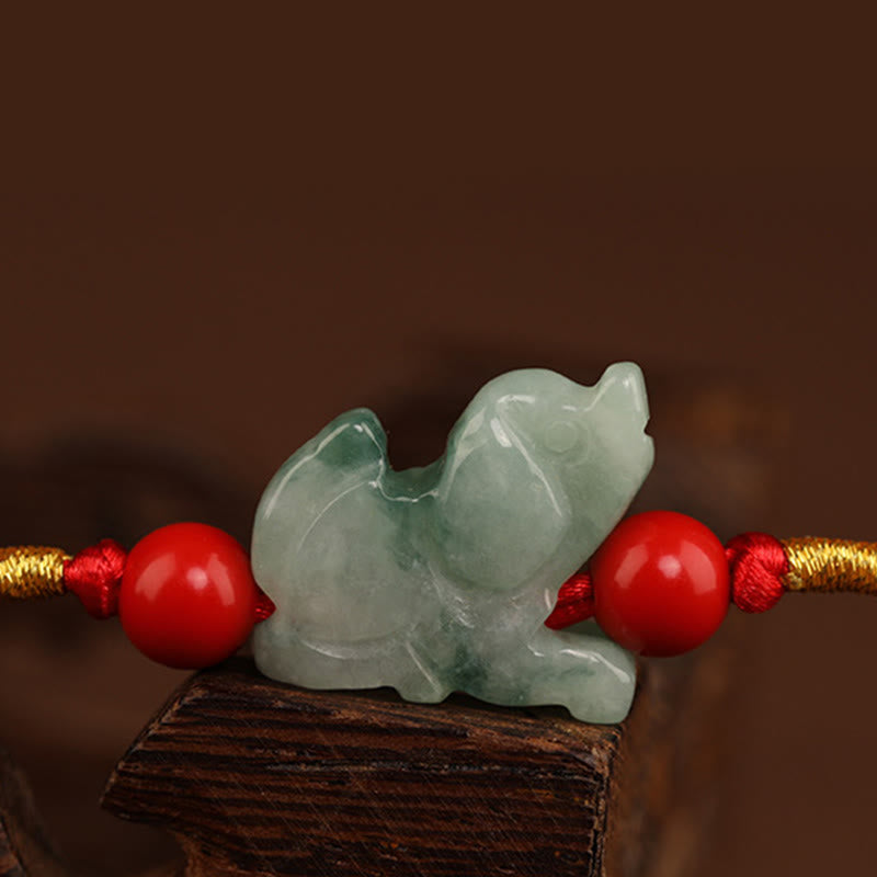 Buddha Stones Jade Frieden Schnalle Segen Rote Schnur Bauchkette