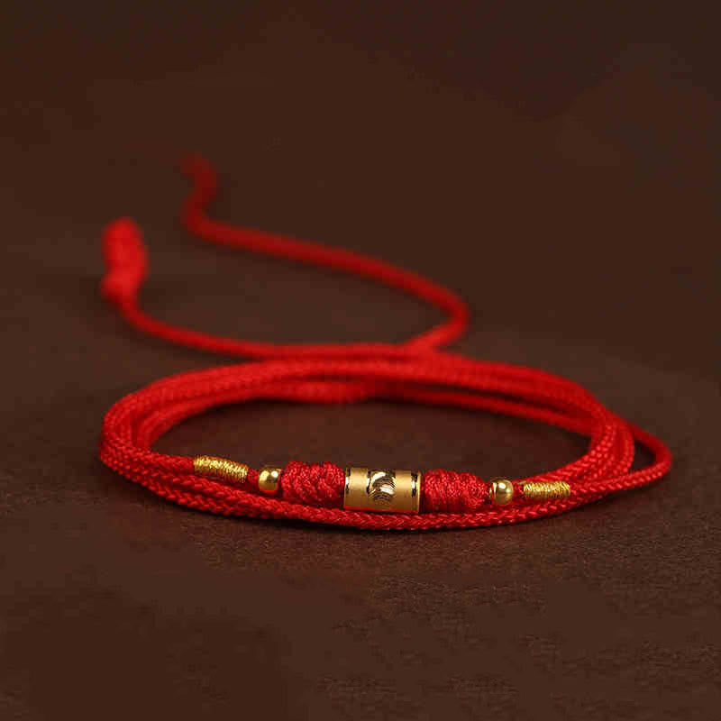 Bauchkette mit Buddha-Stein, 999er-Gold, rote Schnur - Fassperlen Glücksperlen Form - image 18