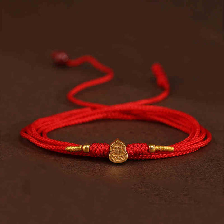 Bauchkette mit Buddha-Stein, 999er-Gold, rote Schnur - Kürbis-Glücksperlenform - image 16