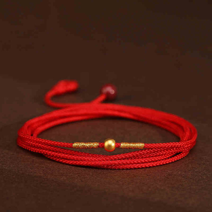 Bauchkette mit Buddha-Stein, 999er-Gold, rote Schnur - 4 mm Glücksperlenform - image 9