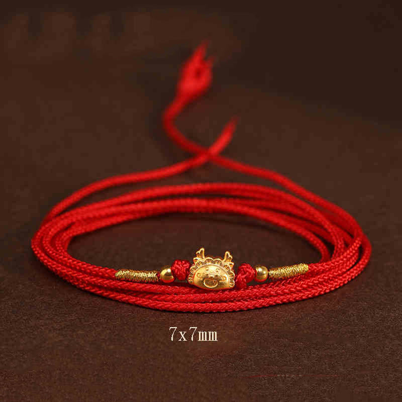 Bauchkette mit Buddha-Stein, 999er-Gold, rote Schnur