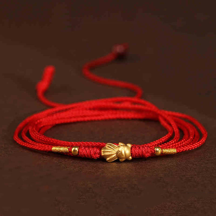 Bauchkette mit Buddha-Stein, 999er-Gold, rote Schnur - Goldfisch-Glücksperlen in Form - image 12