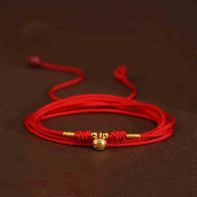 Bauchkette mit Buddha-Stein, 999er-Gold, rote Schnur - Glockenförmige Glücksperlen - image 13