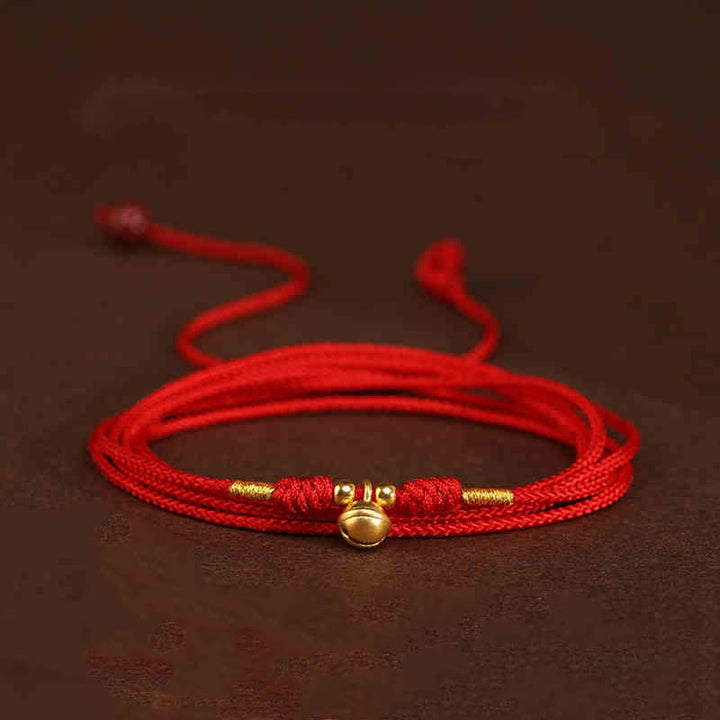 Bauchkette mit Buddha-Stein, 999er-Gold, rote Schnur - Glockenförmige Glücksperlen - image 13