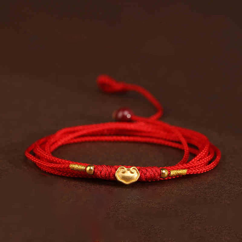 Bauchkette mit Buddha-Stein, 999er-Gold, rote Schnur - Wolken-Glücksperlen-Form - image 14
