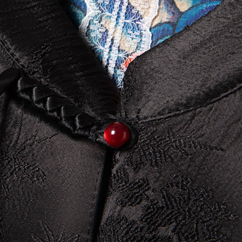 Buddha Stones Vintage Stickerei Blume Wolke Muster Weste - image 4