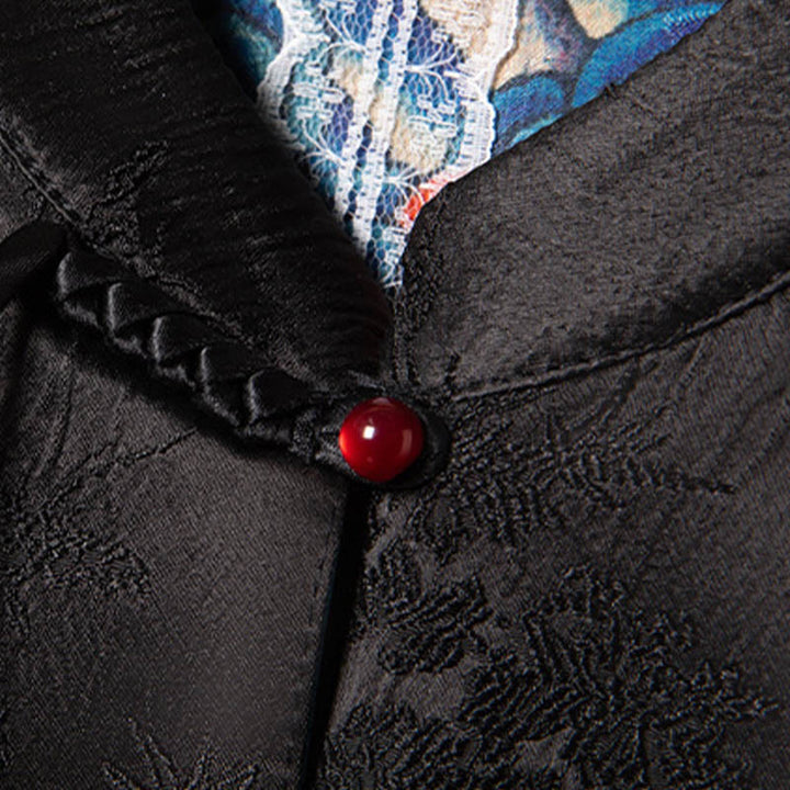 Buddha Stones Vintage Stickerei Blume Wolke Muster Weste - image 4