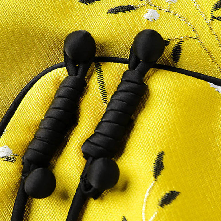 Buddha Stones ​​Vintage Stickerei Kran Pflanzen Muster Knoten Knopf Weste - image 7