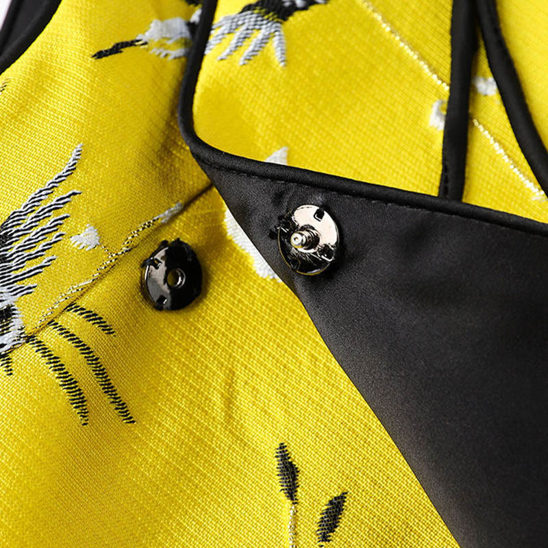 Buddha Stones ​​Vintage Stickerei Kran Pflanzen Muster Knoten Knopf Weste - image 6