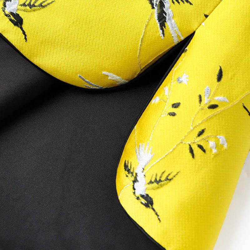 Buddha Stones ​​Vintage Stickerei Kran Pflanzen Muster Knoten Knopf Weste - image 4