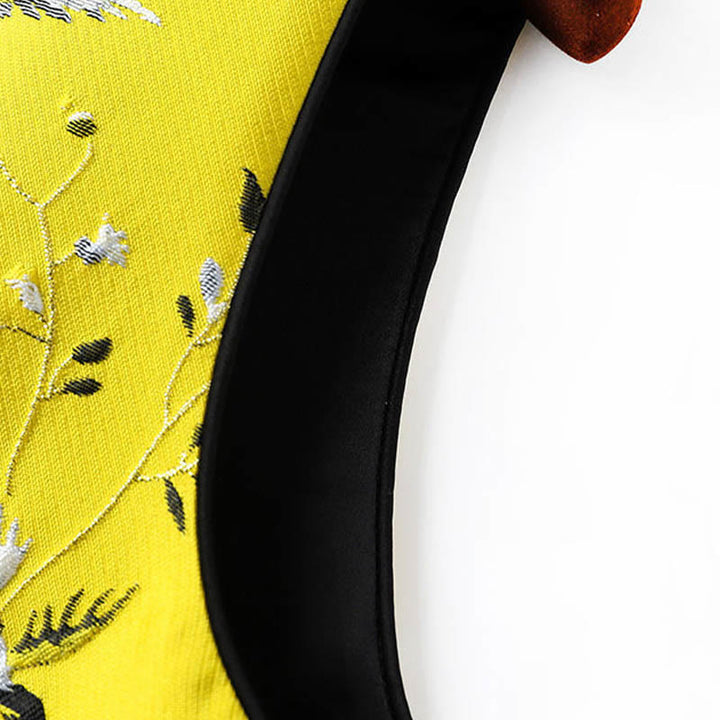 Buddha Stones ​​Vintage Stickerei Kran Pflanzen Muster Knoten Knopf Weste - image 9