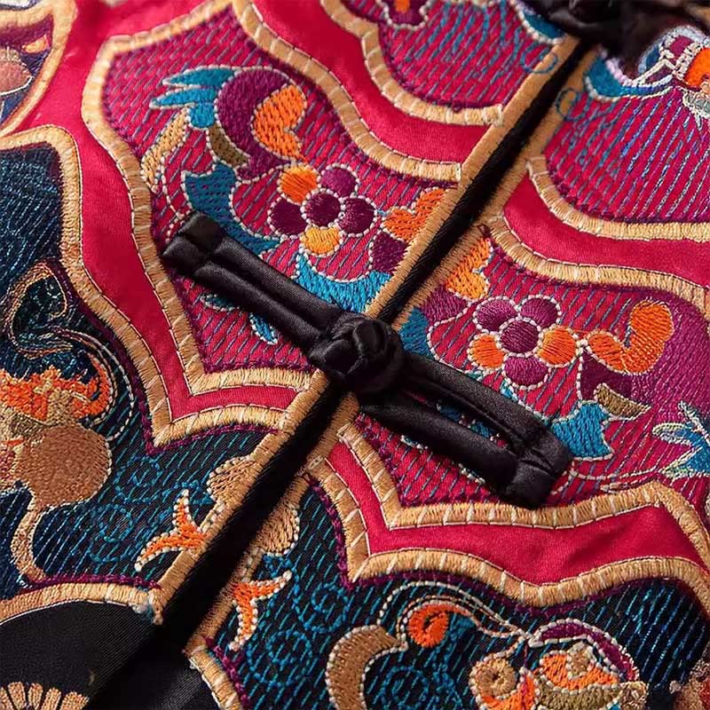 Buddha Stones ​​Vintage Stickerei Bunte Wolke Blume Muster Weste - image 5