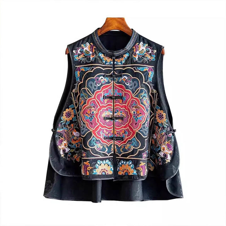 Buddha Stones ​​Vintage Stickerei Bunte Wolke Blume Muster Weste - image 16
