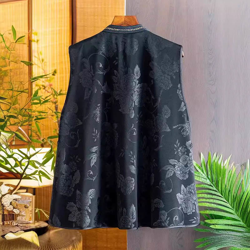 Buddha Stones ​​Vintage Stickerei Bunte Wolke Blume Muster Weste - image 1