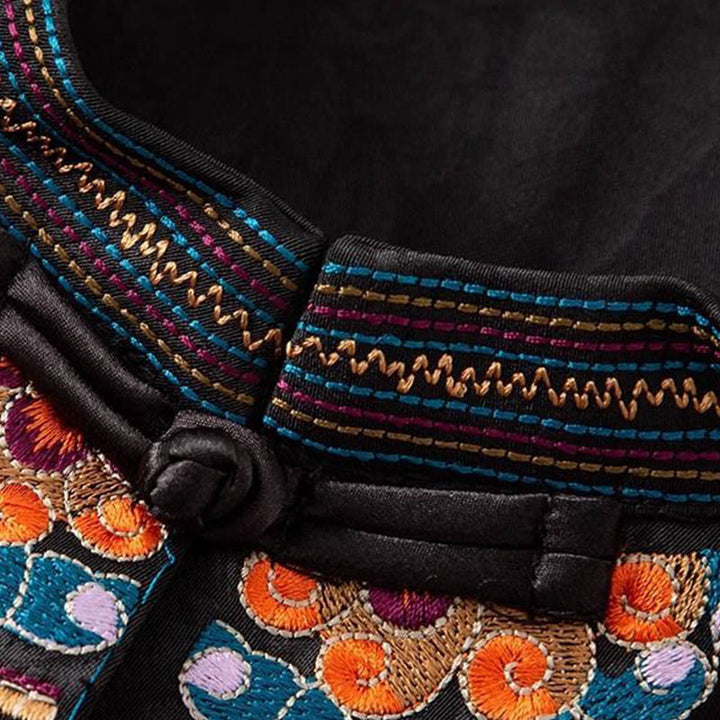 Buddha Stones ​​Vintage Stickerei Bunte Wolke Blume Muster Weste - image 5