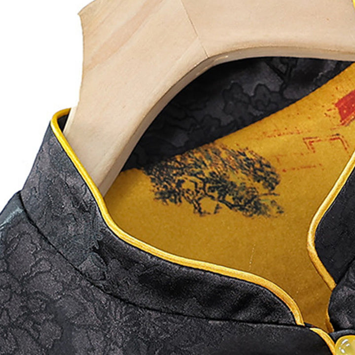 Buddha Stones Vintage Stickerei Pflaumenblütenmuster Doppelseitige Weste - image 3