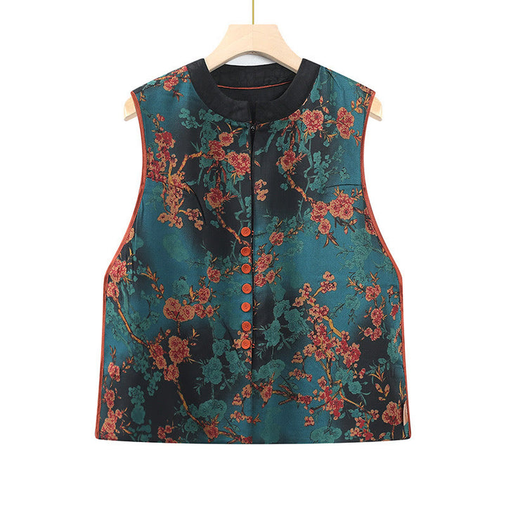 Buddha Stones und Vintage-Stickerei, Jacquardwebung, Blumenmuster - Blau - US16， UK/AU20，EU48 (5XL) - image 8