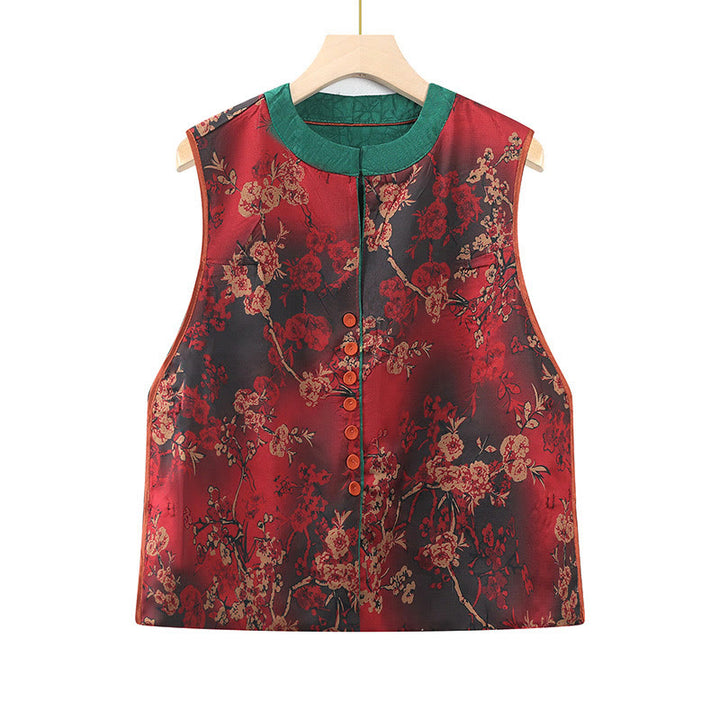 Buddha Stones und Vintage-Stickerei, Jacquardwebung, Blumenmuster - Rot - US16， UK/AU20，EU48 (5XL) - image 7