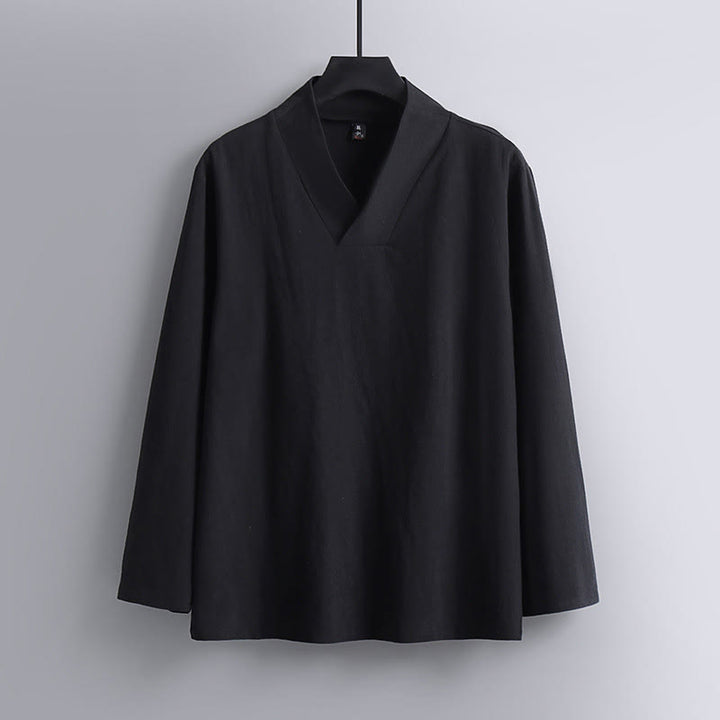 Buddha Stones Kreuzkragen Baumwolle Tang Anzug Hanfu Top Hose Kleidung Herren Set - image 4